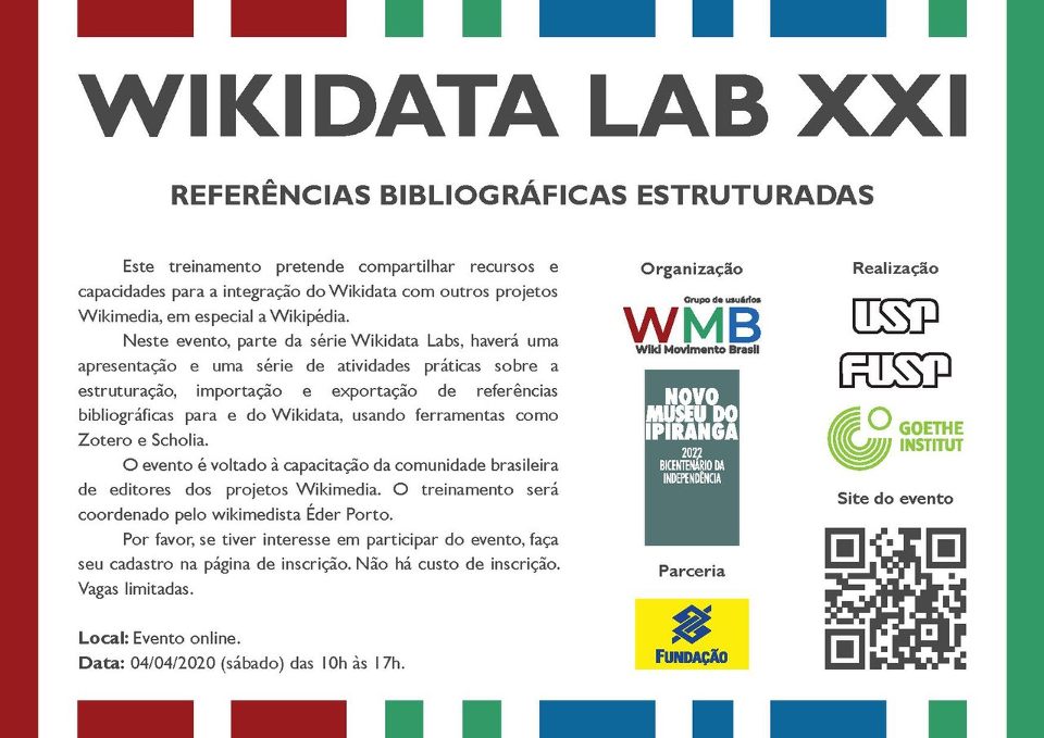 Group avatar for WikidataLab XXI: Referências bibliográficas estruturadas | Wiki Movimento Brasil
